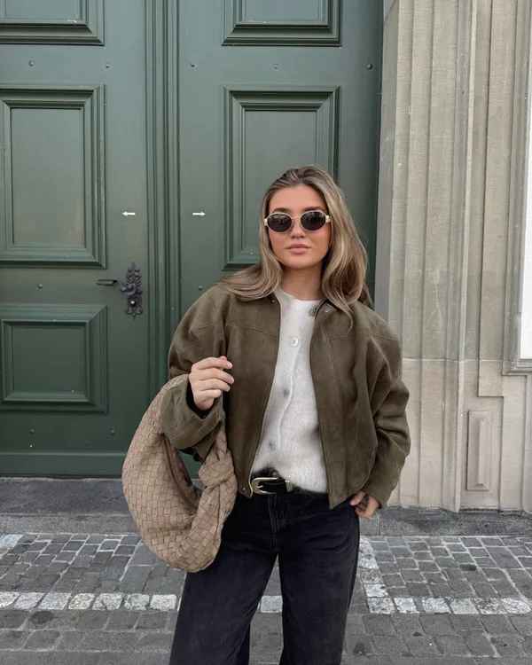 Giacca in pelle scamosciata Verve oversize