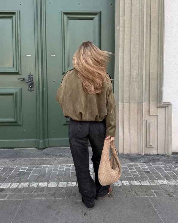 Giacca in pelle scamosciata Verve oversize