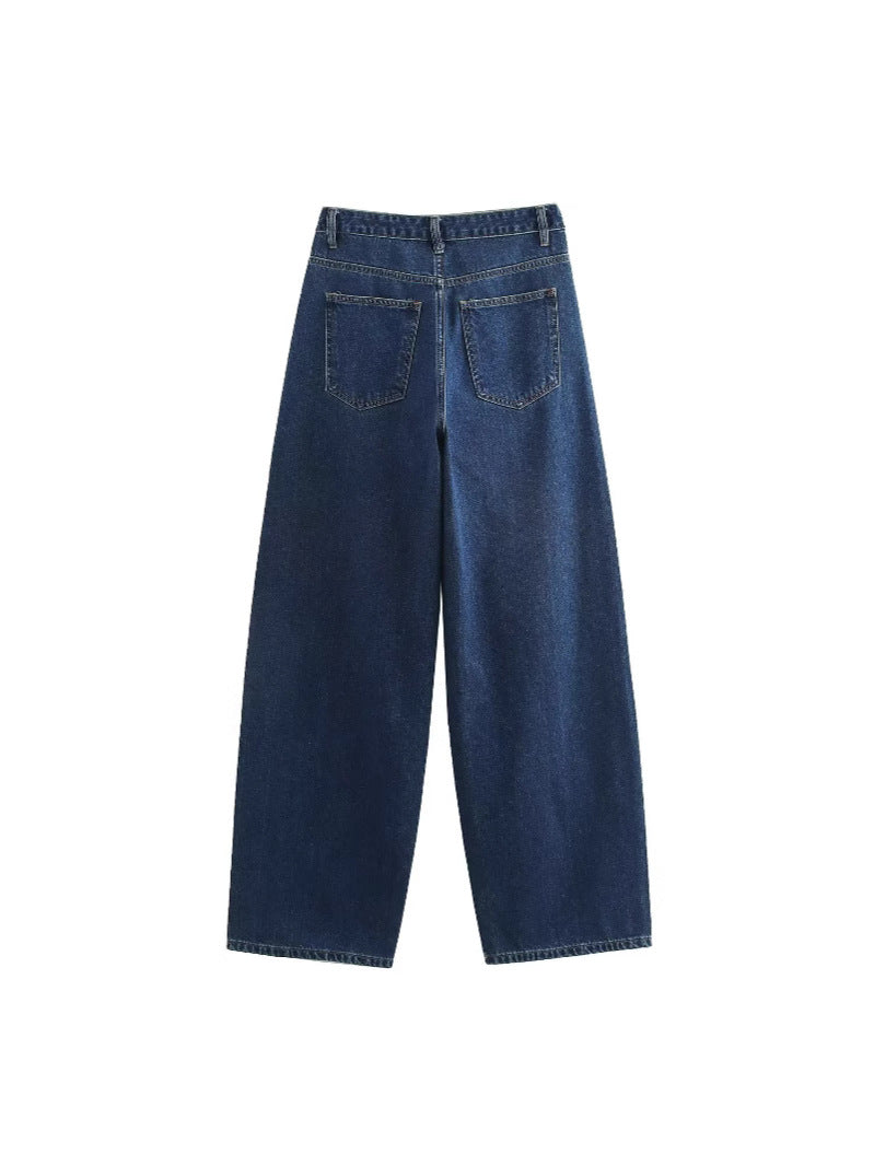 Jeans a gamba larga con taglio obliquo