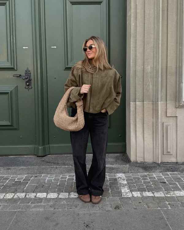 Giacca in pelle scamosciata Verve oversize