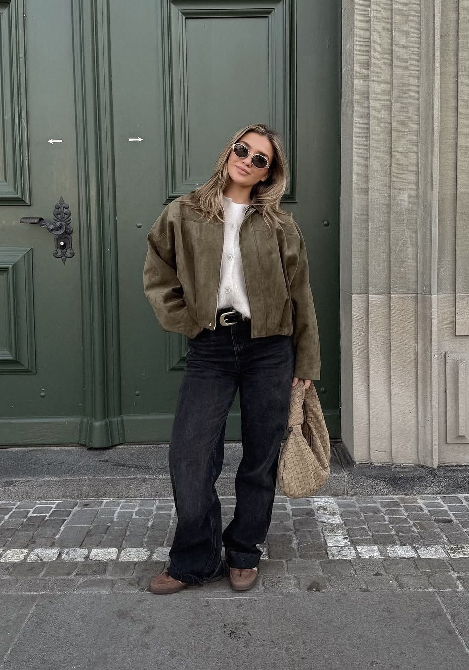 Giacca in pelle scamosciata Verve oversize