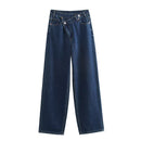 Jeans a gamba larga con taglio obliquo