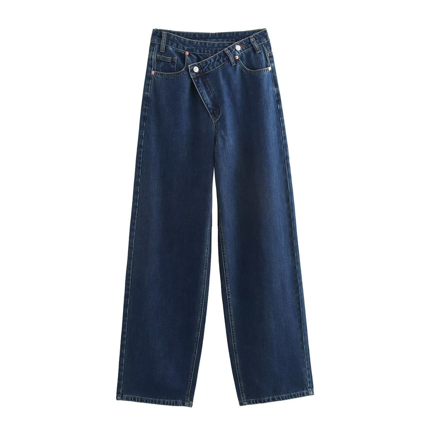Jeans a gamba larga con taglio obliquo