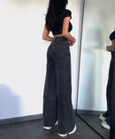 Jeans elasticizzati a gamba larga grigio scuro