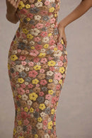 Abito lungo floreale Floramira con paillettes