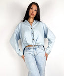Jeans elasticizzati a gamba larga Tria blu