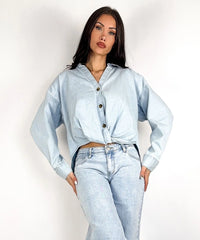 Jeans elasticizzati a gamba larga Tria blu