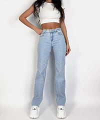 Jeans elasticizzati a gamba larga Hearts Blue