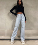 Jeans elasticizzati a gamba larga Sawi blu