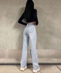 Jeans elasticizzati a gamba larga Sawi blu