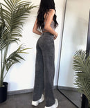 Jeans elasticizzati a gamba larga grigio medio