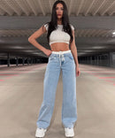 Jeans elasticizzati a gamba larga blu