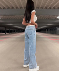 Jeans elasticizzati a gamba larga blu