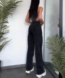Jeans elasticizzati a gamba larga neri