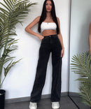 Jeans elasticizzati a gamba larga neri