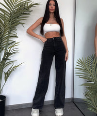 Jeans elasticizzati a gamba larga neri