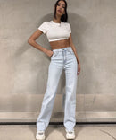 Jeans elasticizzati a gamba larga Sola blu