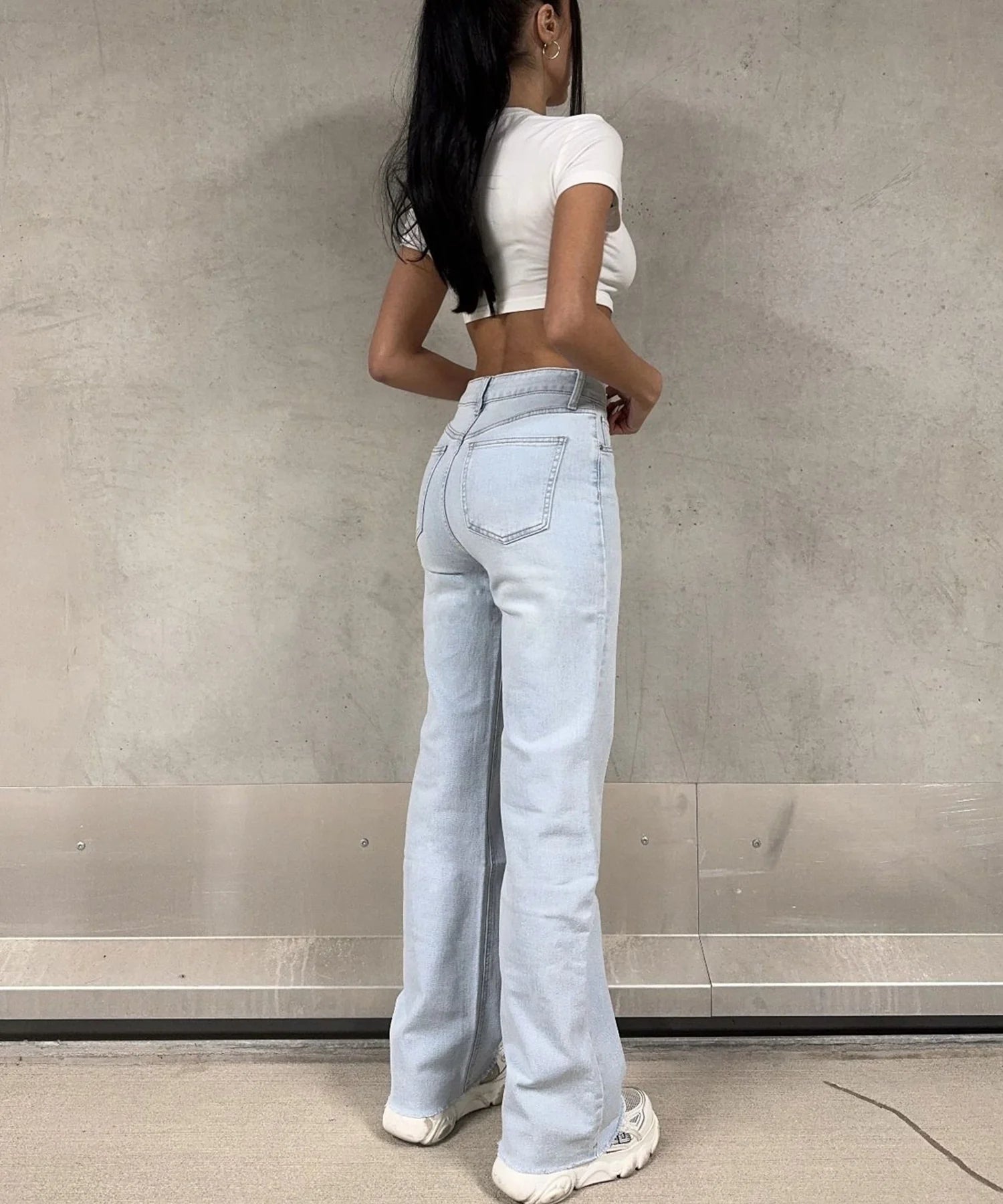 Jeans elasticizzati a gamba larga Sola blu