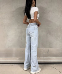 Jeans elasticizzati a gamba larga Sola blu